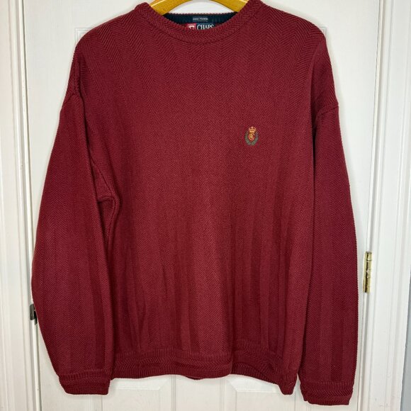 Vintage Chaps Ralph Lauren Hand Framed Herringbone Knit Cotton Sweater Size XL - Picture 7 of 7